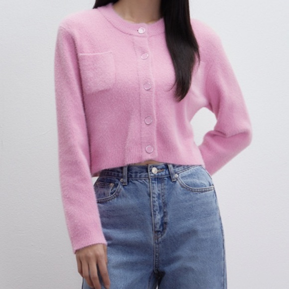 Mixxo Pocket Cardigan - Light Pink - S - Picture 2 of 4